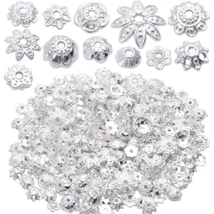 BronaGrand 100 Gram(About 180-350pcs) Bead Caps Metal Spacers Jewelry Findings Accessories for Bracelet Necklace Jewelry Making,Silver