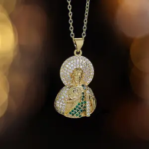 1Golden Character Pendant Stainless Steel Chain Necklace for Men