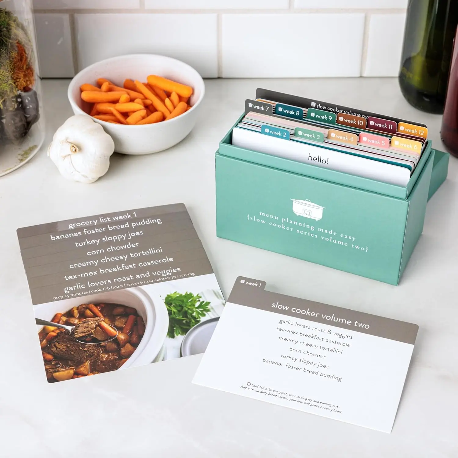 Passionate Penny Pincher Meal Planner Recipe Box (Slow Cooker Vol 2 - Photo Edition) Weekly Menu Planner | 72 Photo Recipe Cards | 12 Reusable Grocery Lists | Recipe Card Protector | Recipe Ideas