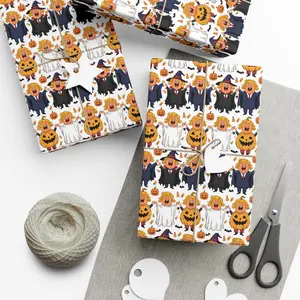 Gift Wrap Papers, Trump Halloween Gift Wrap for Fun Halloween presents, Cartoon Donald Trump in Various Costumes, Colorful Wrapping Paper , Best of gift, Meaningful gift. (Get 1 paper cutter when buying any 5 rolls)