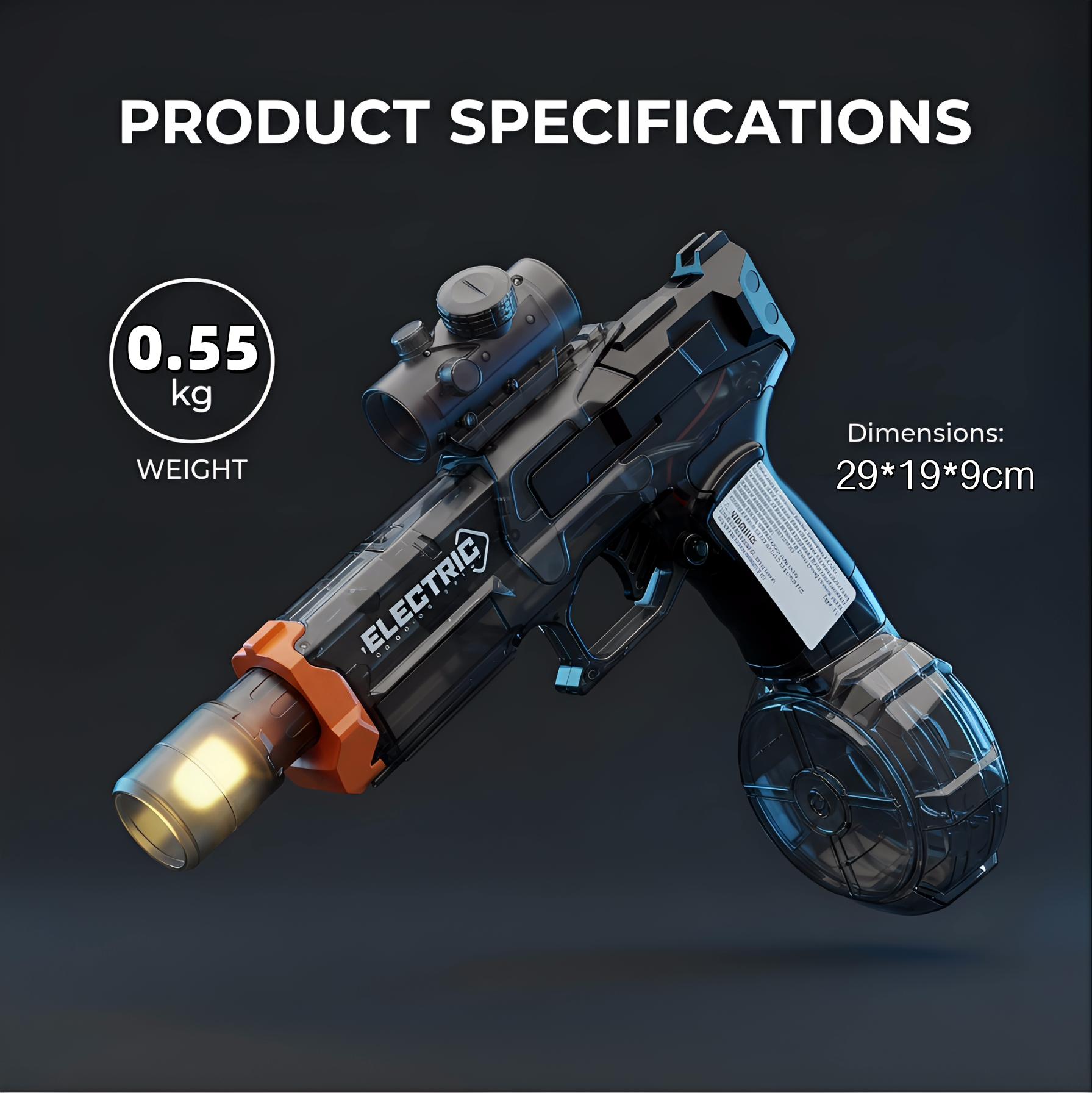 Powerful Electric Water Gun with LED Glowing Muzzle 320cc Large Capacity Long Range 32 Feet Automatic Squirt Gun for Summer Outdoor Fun Toy for Adults Kids Perfect Gift watergun rechargable