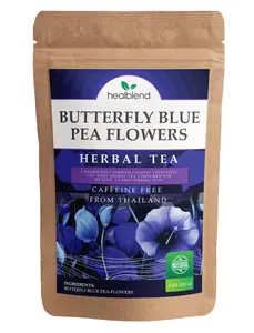 Butterfly Blue Pea Flowers Herbal Tea - Natural Rich Source of Antioxidants, Loose Leaf Freshly Picked from Thailand, Caffeine Free - 4 Oz