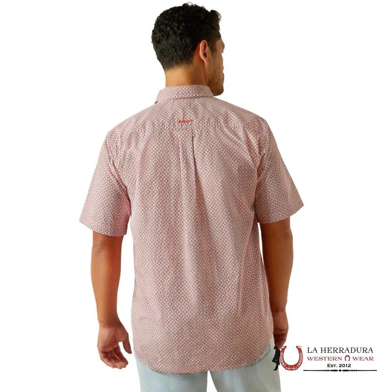 ARIAT MENS Welch Red Short Sleeve With Western Print - 8749