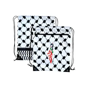 Palestine Keffiyeh Drawstring Bag Backpack Zipper kufiyah bag Palestine Keffiyeh Drawstring Bag Backpack Zipper kufiyah bag