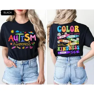Autism Awareness T-shirt: 2-sided Print, SPED Teacher T-shirt, Special Education T-shirt, Brushstroke Autism T-shirt, ADHD Autism Mom Gift,Autism Event, School Activity, Teacher Gift, Autism Mom Gift, Advocacy Wear