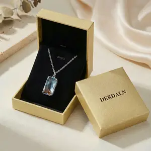 DERDALN  Aurora Borealis Crystal Necklace Silver Plated | Iridescent Rainbow Pendant | Fairycore Jewelry Gift Box