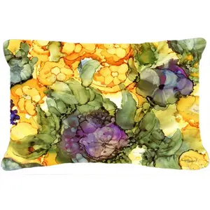 Carolines Treasures  Abstract Flowers Purple & Yellow Fabric Decorative Pillow