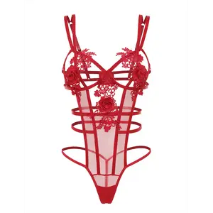 Avidlove Women Deep V Flower Lace Teddy Lingerie Bodysuit Cut Out One Piece Lingerie