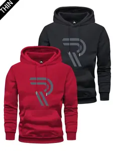 Autumn and Winter Men's Two-Piece Solid Color Hoodie Sports Jacket with Drawstring Hood Design and Kangaroo Pocket Suitable for Autumn and Winter Street Fashion, Jogging Workouts, Travel, Vacation, Outdoor Commuting Camping Wear, Men's Casual Hooded Sport