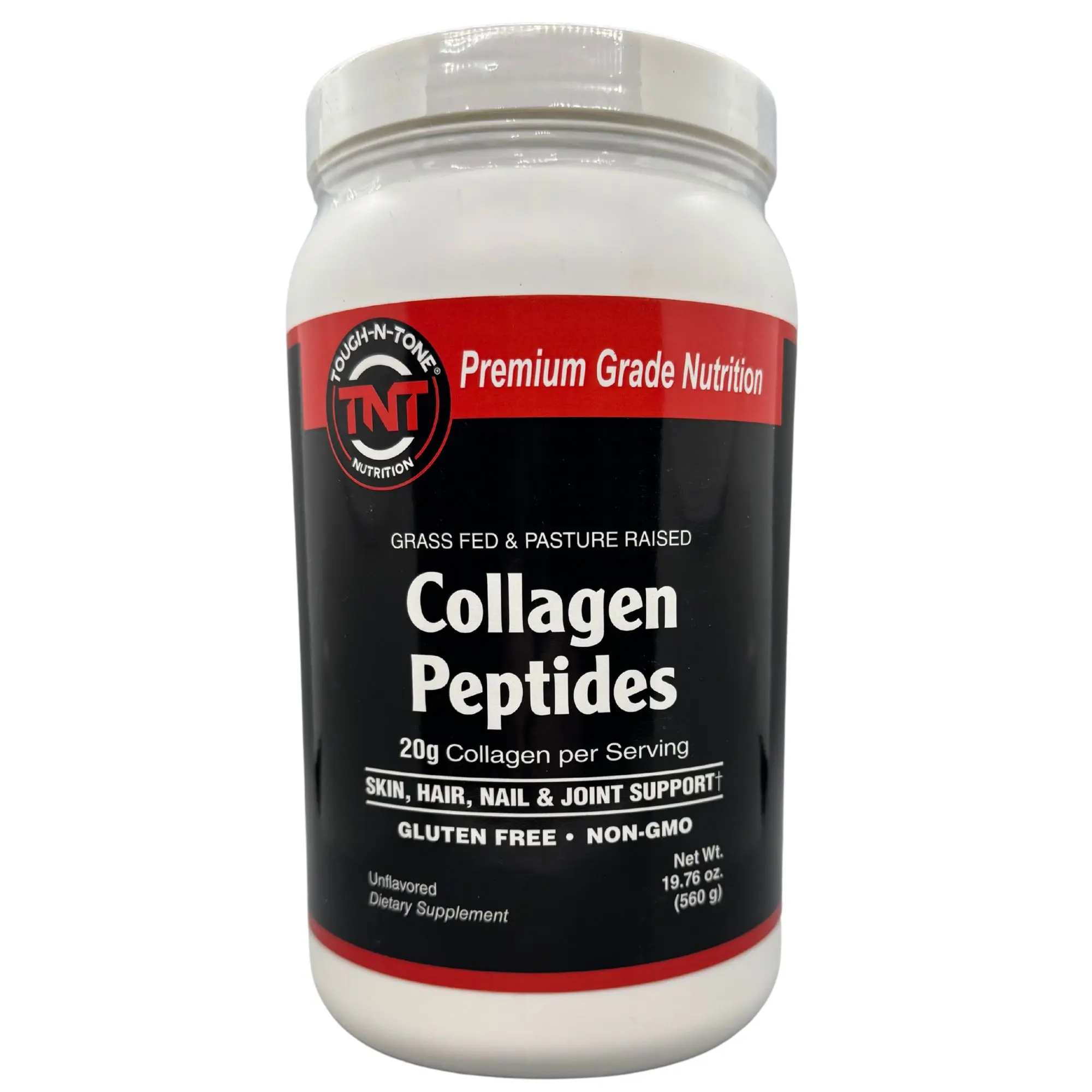 TOUGH-N-TONE Premium Grade Collagen Peptides Dietary Supplement Powder for Adults - Natural, Non-GMO, Sugar Free, Gluten Free, No Sweeteners, Flavors, Dairy, Soy, Corn, Amino Acid Rich - Skin, Nail, Hair Care Support, No Corn, Non-Gmo Collagen For Clean S