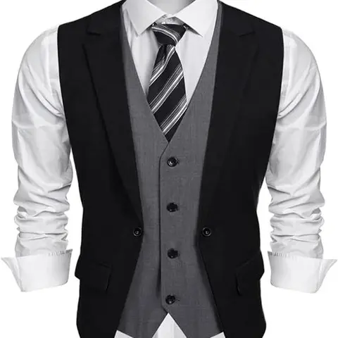 COOFANDY Men's Formal Fashion Vest Layered Waistcoat Business Dress Suit Vests for Wedding/Graduation Classic Menswear Comfy Elegant