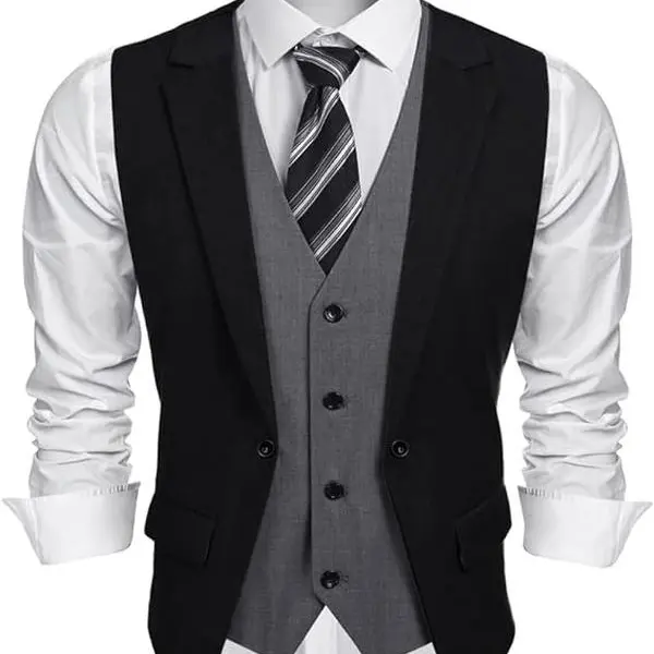 COOFANDY Men's Formal Fashion Vest Layered Waistcoat Business Dress Suit Vests for Wedding/Graduation Classic Menswear Comfy Elegant