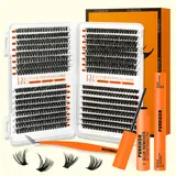 PURELEOR Wispy Natural Lash Cluster Book - D-Curl DIY Extensions, Beginner Friendly Anime Dramatic Lashes, 10-16mm Mixed Sizes, Mom Birthday Beauty Gift, Beginner Friendly Eyelashes, for Halloween &Christmas