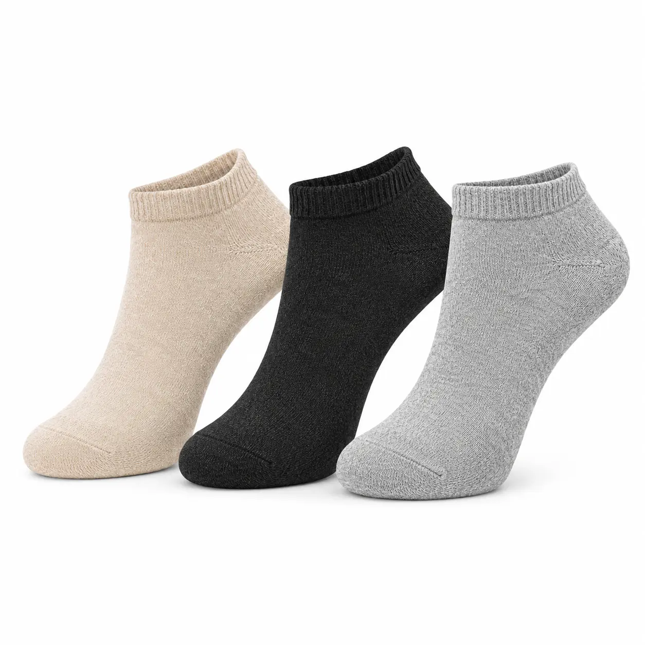 YENCES Women's Bamboo Ankle Socks 3 Pairs Beige Black Gray Size US 6-10 Soft Breathable Comfortable Everyday Socks
