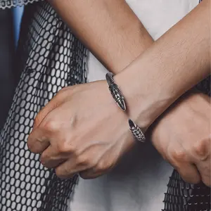 FaithHeart Skull Open Cuff Bangle Bracelet Gothic Jewelry Retro Style