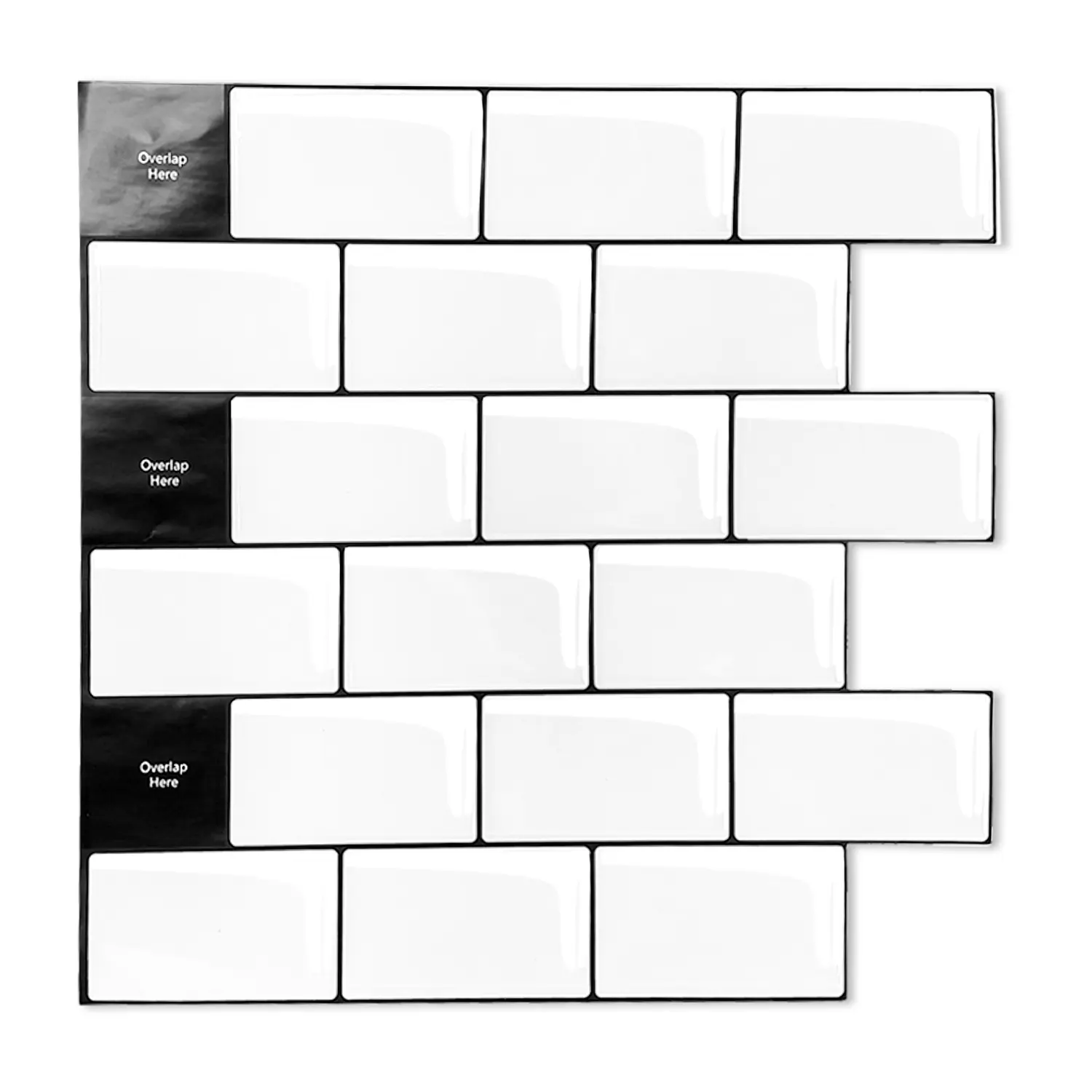 Jeedeson White Peel-and-Stick Kitchen Backsplash Tiles with Black Grout - 10-Sheet Renter-Friendly 0.04″/1mm Adhesive Tiles, Flexible, Easy Customization for Home Improvement, Bathroom, Boats, Peel-Stick
