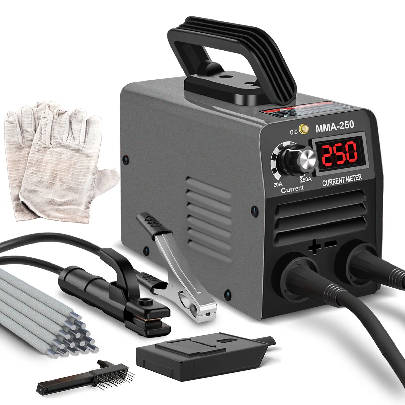 GNI Super Mini Stick Welding Machine, 110V 250A IGBT Inverter ARC Portable MMA Welder for Beginners, Welding Machines with 10pcs Welding Rod Tools, Hot Start Arc Force Anti-Stick (Gray)