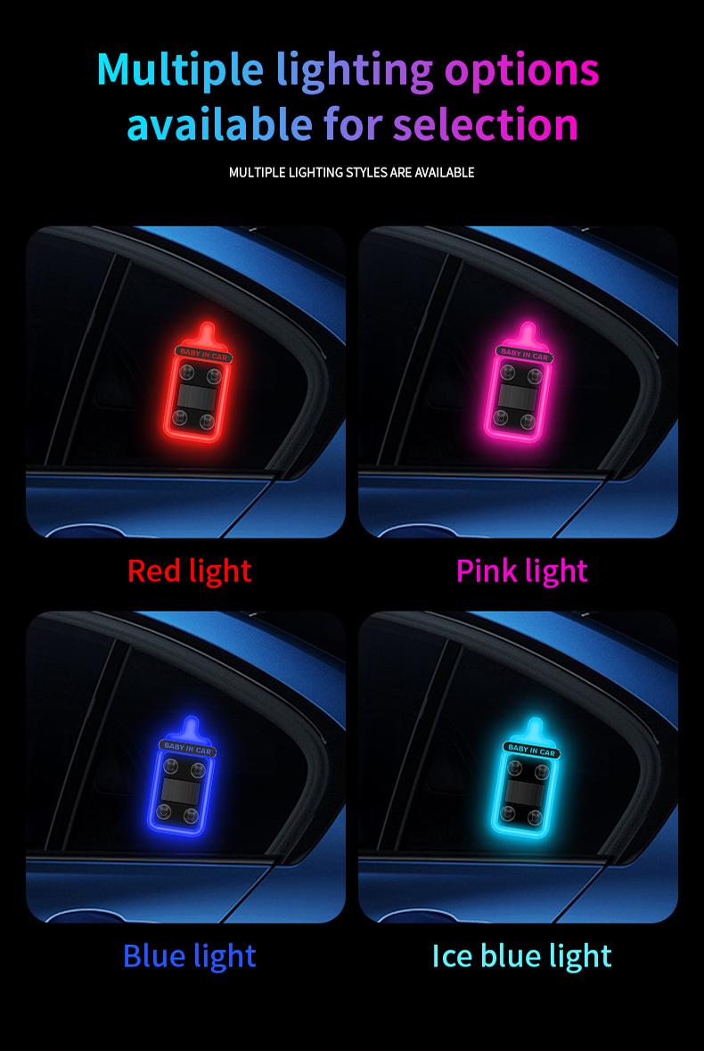 Car Baby Bottle Light Solar LED Decorative Warning Light, Triangle Window & Rear Window Interior Ambient Light, Baby On Board