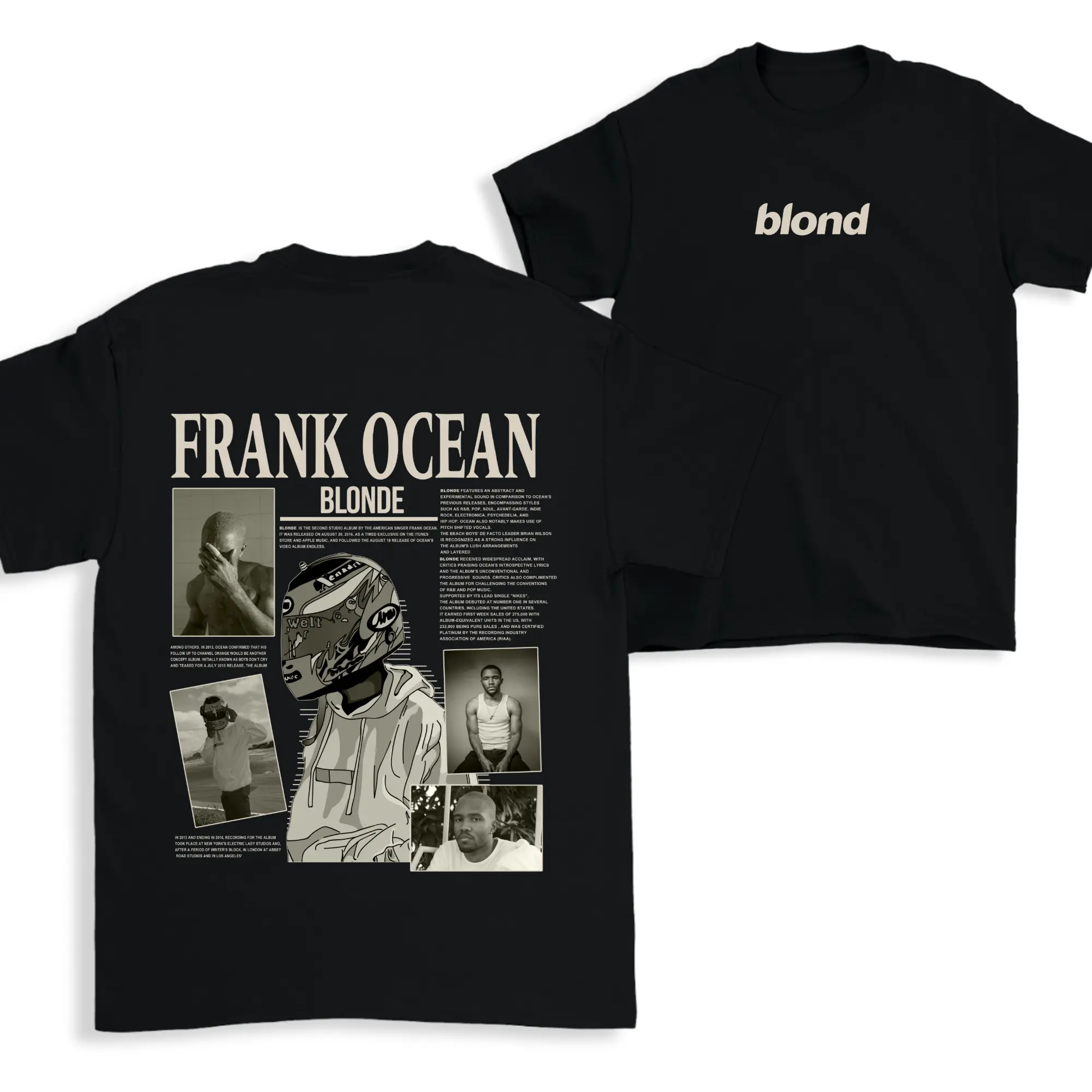 Vintage Frankk Ocean Blonde T-Shirt Retro Graphic Rap Tee Black Hip Hop Merch Streetwear Casual Short Sleeve Cotton T-Shirt Unisex Concert Apparel