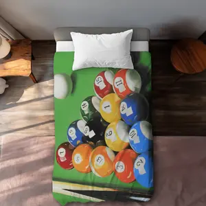 Begin Home Decor C1DCTSW0H25WMW Pool Table with Ball Formation - Hyperrealist Orange Twin Size Duvet Cover