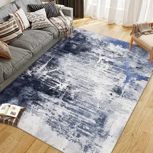 Modern Abstract Area Rug, Machine Washable Non-Slip Low Pile Carpet for Living Room, Bedroom, Entryway