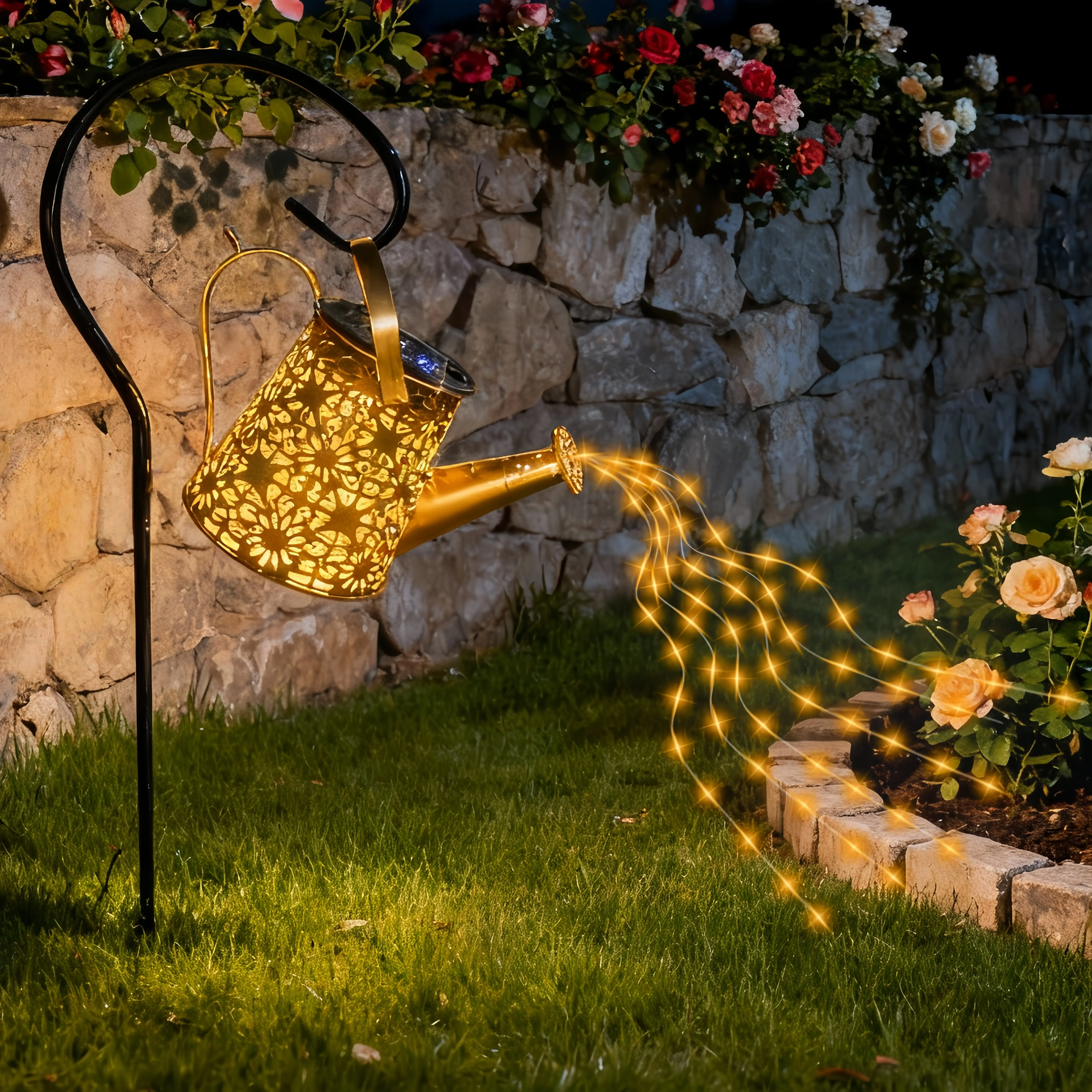 Solar Watering Can Easter Room Decor Solar Lights Outdoor Camping Lights A Magical Waterfall Glow Perfect for Spring/Summer Gardens Ponds Patios Gift for Mom Grandma Girlfriend for Birthdays Valentine Day & Holidays IP66 No Electricity Needed