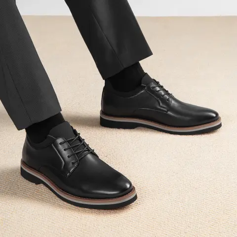 BRUNO MARC Classical Men's Oxfords - PU Leather Shoes, Closed-Toe Lace-Up Formal Footwear, Adjustable Fit Closure, All-Season Comfort Support, Flexible Materials, Office Commuting Business Shoes