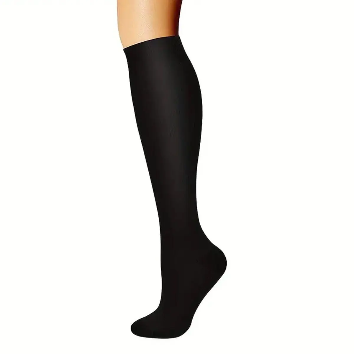Adults' Basic Plain Knit Compression Socks - Athletic Compression Stockings with Breathable Moisture-Wicking Fabric, Arch Support, Cushioned Comfort Zones, Durable Heel, Reinforced Toes & Ends for Workouts, Travel, Outdoor Activities, Durability, Sporty S
