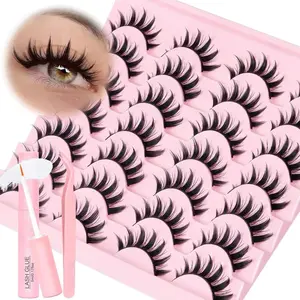 14 Pairs Spiky Anime Style False Eyelashes 8D Wispy Soft Manga Lashes Set With Glue & Tweezers #MangaLashes #FalseLashes #EyeBeauty #LashSet
