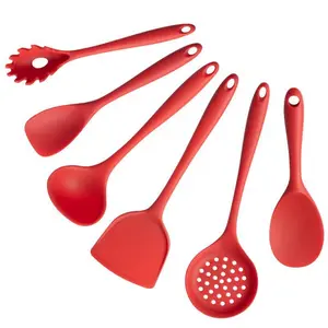 Silicone Kitchen Utensil Set 7-Piece Food-Grade Non-Toxic High-Temperature Resistant Soup Spoon & Spatula Set for Cooking & Serving