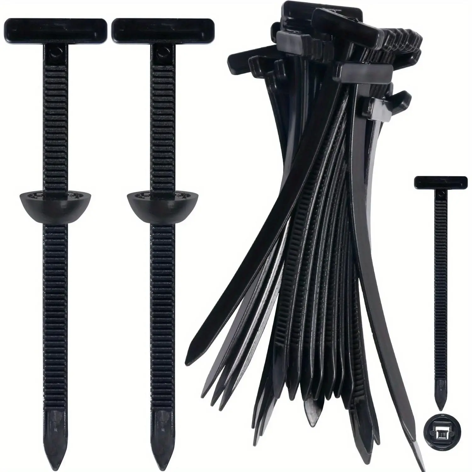 50pcs Thick Nylon Zip Ties Self-Locking Design, with Pins and Buttons, Cable Tie Tool, for Car Daily Fixing, Installation, Durable and Secure
