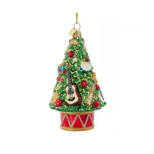 Kurt Adler Nobel Gems Glass Ornament, Christmas Tree with Musical Instruments