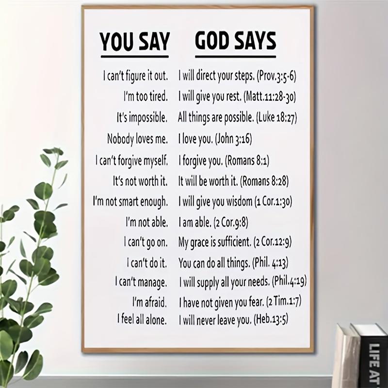 Inspirational Scripture Canvas Art - Framed Faith Affirmation Poster with Motivational Bible Verses, Vintage/Modern Decor for Bedroom, Living Room, Home Office, Classroom, Dining Area - Vertical Wall Hanging on Premium Canvas, Classroom Motivation