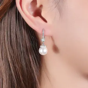New Trendy 8/10/12/14mm Pearl Earrings for Women, Elegant Dangle Stud Earrings, Luxury Jewelry Gift for Girlfriend Mom