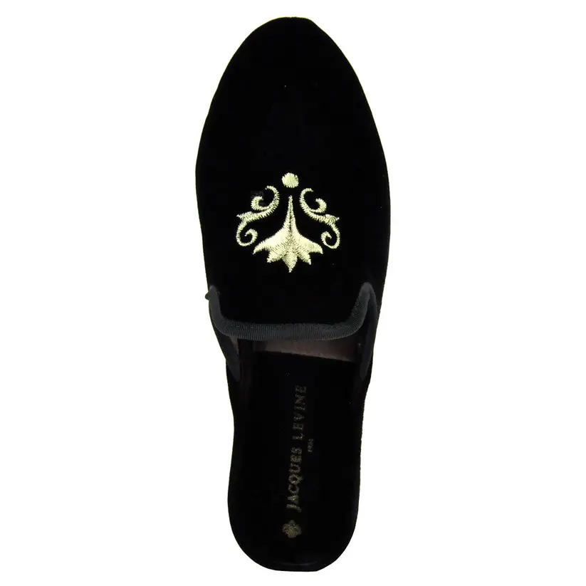 Royalty Velvet Slipper, an Elegant Lounge Shoe with a 1.5-Inch Wedge Heel, Stylish Designer Indoor Footwear, Elegance, Leather, Classic, Style, 1.5 Inches, 1.5" Wedge