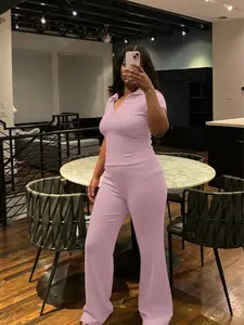 USBoutiqueCHIC Women's Summer Slim Fit 2-Piece Workout Set | Crop Top & High-Waist Leggings | 7-Color Athletic Wear Collection