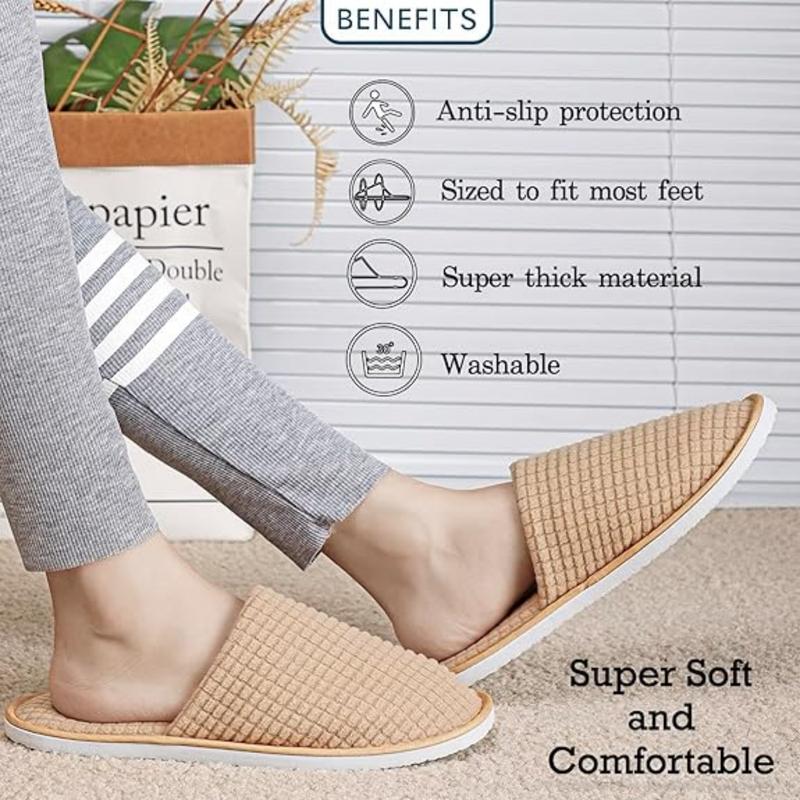 6 Pairs Spa Slippers, Non Slip Disposable Slippers For Guest, Washable Reusable, Which Can Be Used As Women Men, House, Indoor, Bathroom, Bedroom, Hotel, Bride Slippers