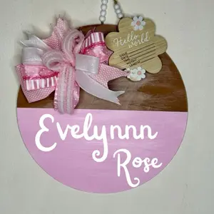 New Baby Girl Door Hanger  Shower Decor. Bedroom decor.  nursery decor.  hospital door hangers