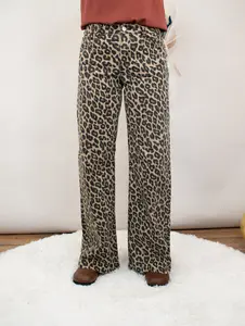 Risen Mid Rise Wide Leopard Print Denim *Final Sale*