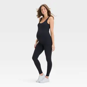 Long Unitard Maternity Jumpsuit - Isabel Maternity by Ingrid & Isabel Black XS: Recycled Polyester, Sleeveless