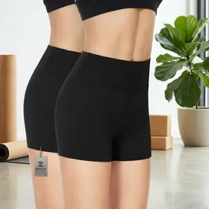 Women's High Waisted Biker Shorts 2 Pack - 3" and 5" Inseam Booty Volleyball Spandex Shorts for Yoga Dance Workout Fitness Running Gym Activewear Comfortable Stretchy Black Leggings