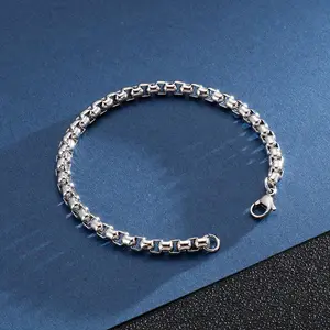 Punk Silver Stainless Steel Chain Bracelet, Fashionable for Men and Women, Handsome and Versatile Party Accessories Gift Trendy Stack Bangle Faith Wear Jewelry