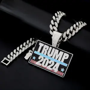 Trump Necklace for Men Chunky Cuban Link Chain Necklace Trump Jewelry for Women Gift for Men Trump 2026 Necklace Jewelry for Men Women Trendy Chain Necklace