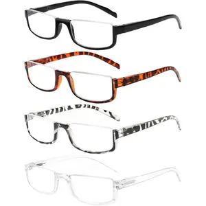 4 Pair Reading Glasses for Women Men Readers Half Moon Frame Blue Light Blocking Spring Hinge Eyeglasses (A-mix, 1.25, diopters)