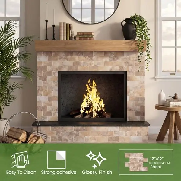 12x12 in Peel & Stick Subway Tile Backsplash, Waterproof Self-Adhesive Tile for DIY Kitchen Wall Upgrade, Rental-Friendly Home Decor