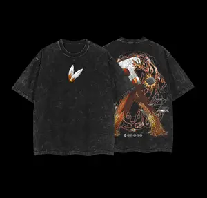 Pocket Monsters "Blaziken" Vintage Unisex Oversize Anime Manga Acid Washed Heavyweight Cotton T-shirt for Fans