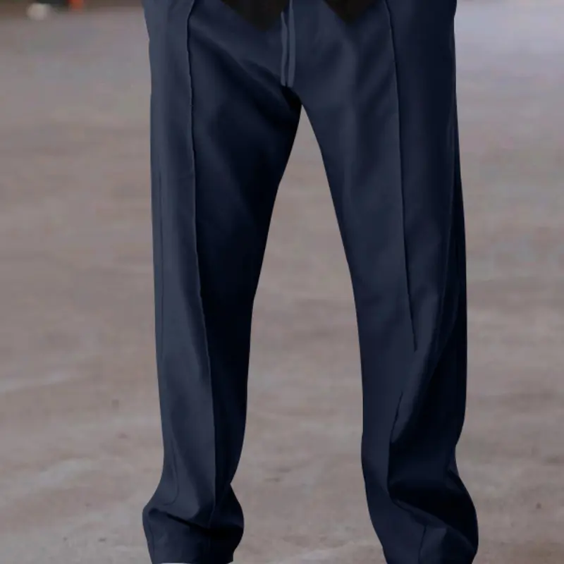 Men's Solid Color Loose Straight Leg Casual Pants, Fitted Woven Fabric, All-Season Comfortable Fashion Bottoms for Daily Wear, Menswear