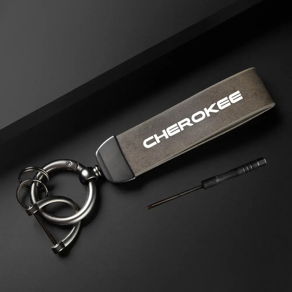 Car Keychain, PU Leather Car Keychain, Simple Design Car Interior Decoration Accessories for Jeep Cherokee, Car Key Accessory, Car Key Chains