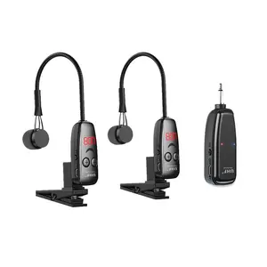 Wireless Saxophone Microphone System, 1 Receiver & 2 Transmitters, Clip-on Instrument Microphone, Music Accessories for Saxophone, Trumpet, Trombone