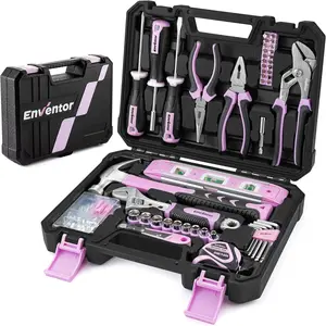 Pink Tool Kit Set for, 146PCS Hand Tool Kit with Toolbox, Small Basic Tool Kits for Home Maintenance, DIY Projects